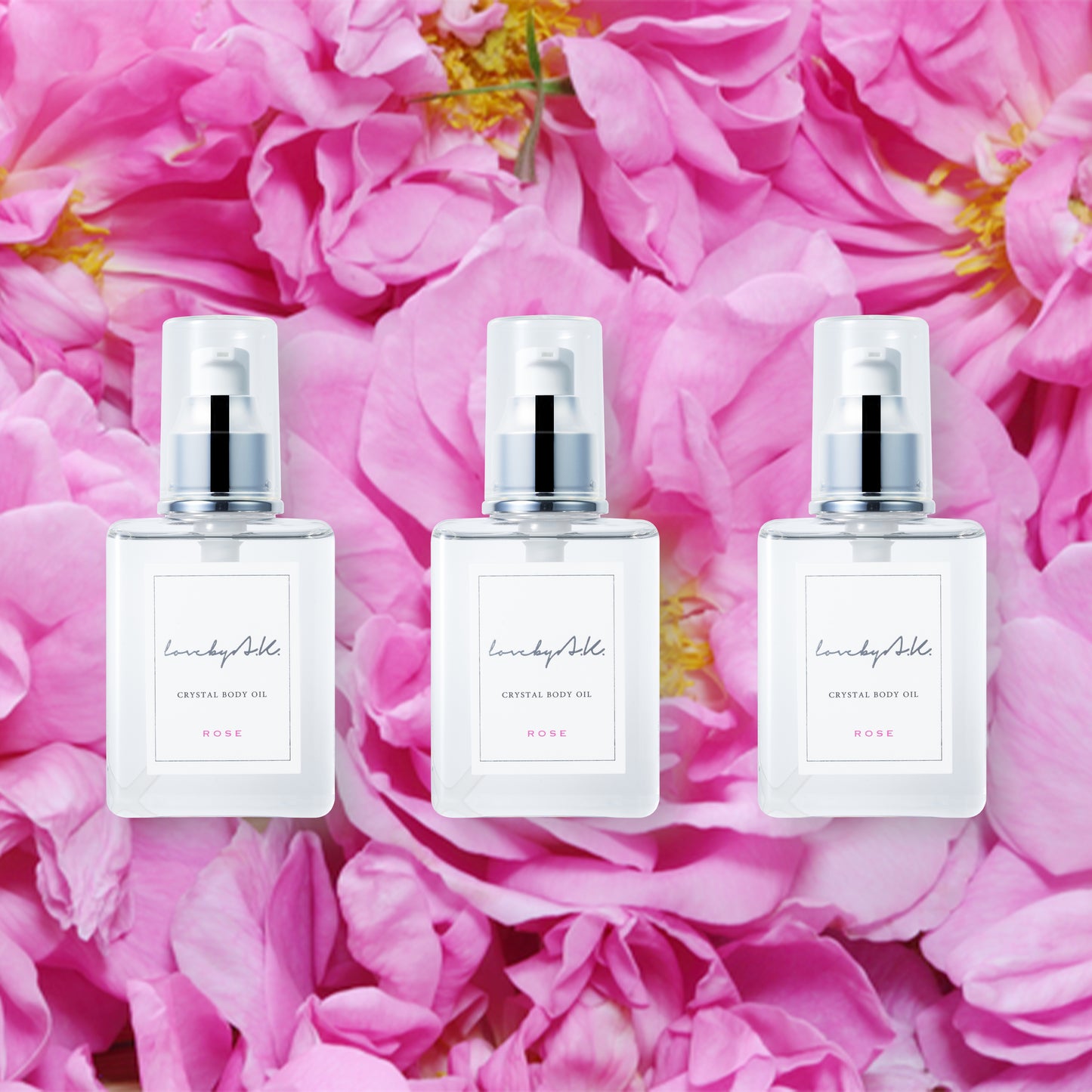クリスタルボディオイル(ローズ3本セット)
